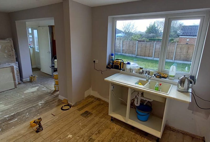 Image of a Kitchen Refurbishment project in Wilmslow carried out by Peregrine Construction, Stockport.