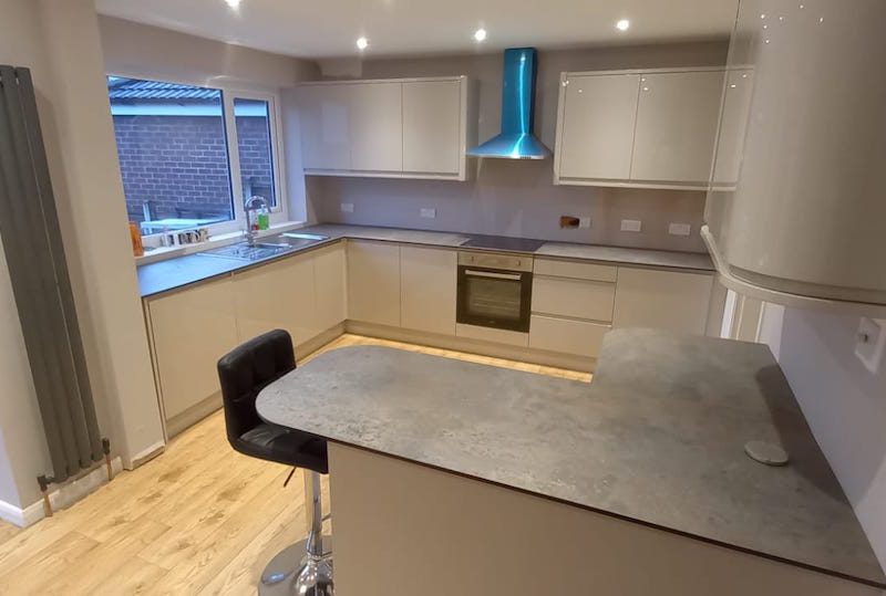 Image of a Kitchen Refurbishment project in Wilmslow carried out by Peregrine Construction, Stockport.