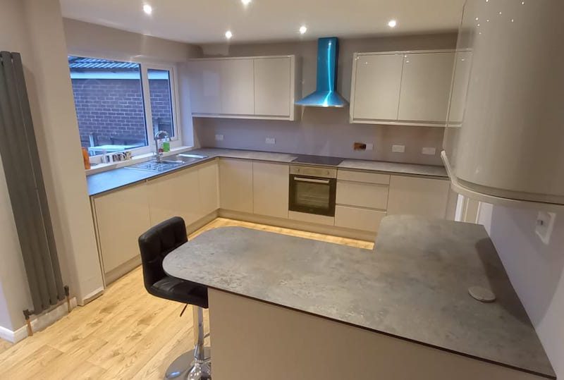 Image of a Kitchen Refurbishment project in Wilmslow carried out by Peregrine Construction, Stockport.