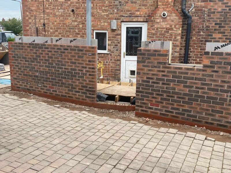 Image of a side double extension project in Cheadle carried out by Peregrine Construction, Stockport.