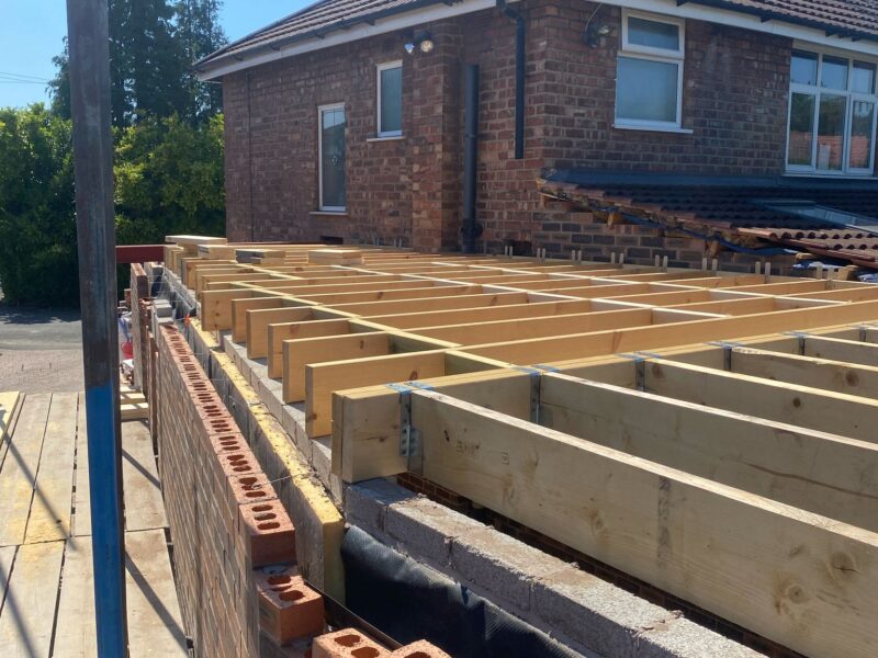 Image of a side double extension project in Cheadle carried out by Peregrine Construction, Stockport.