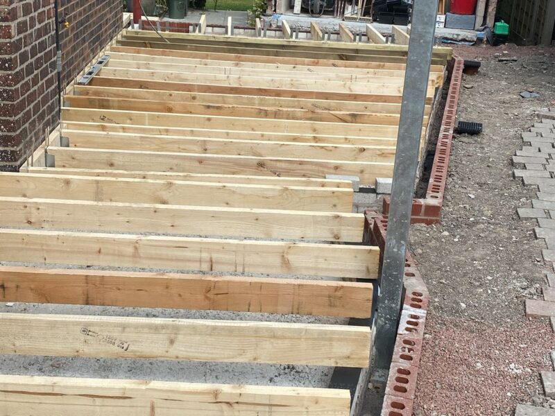 Image of a side double extension project in Cheadle carried out by Peregrine Construction, Stockport.