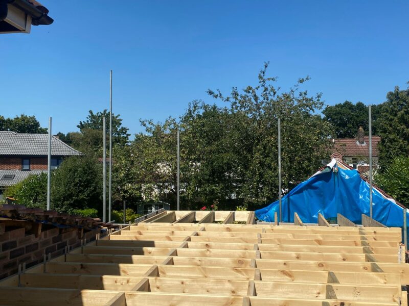 Image of a side double extension project in Cheadle carried out by Peregrine Construction, Stockport.