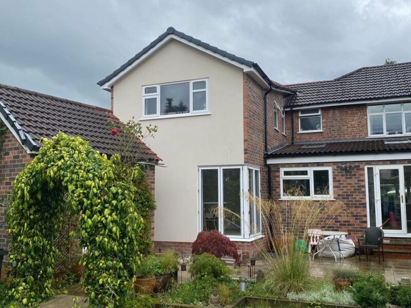 Image of a side double extension project in Cheadle carried out by Peregrine Construction, Stockport.
